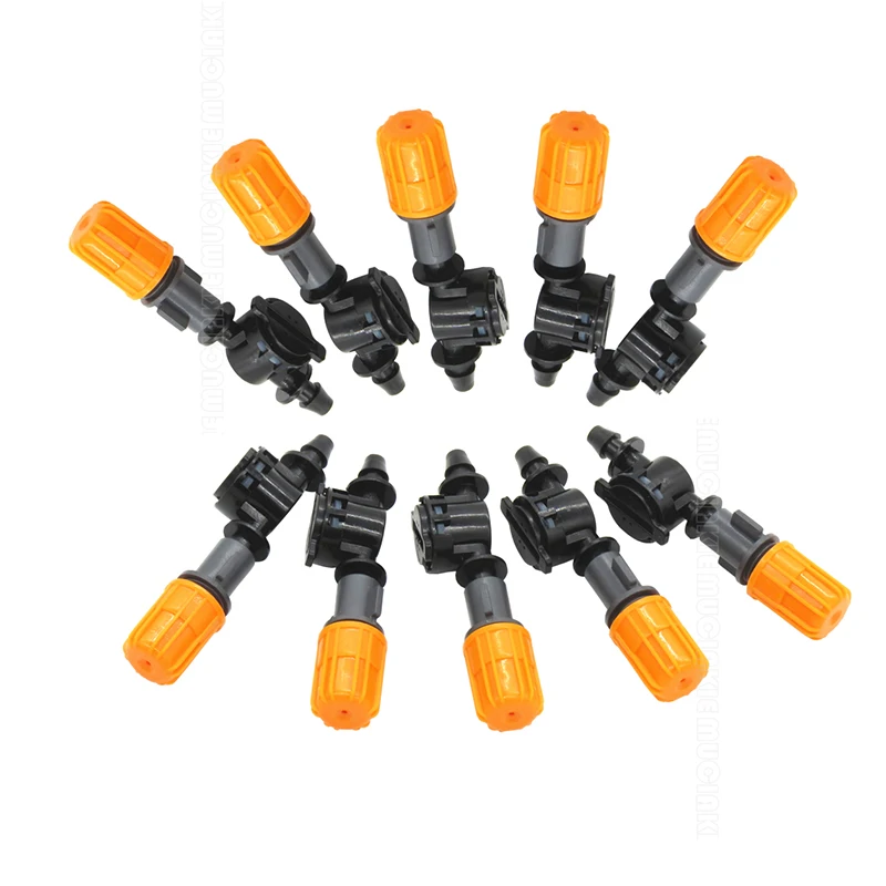 

10PCS New Misting Nozzle with Anti-drip Barb Connector Atomizer Adjustable Sprinker Stop Water to Large Mist Irrigation JQ