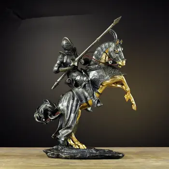 

[New] Manual craft 42cm Ancient roman knight figure furnishing articles Cavalry soldier fighting model Home room decoration gift