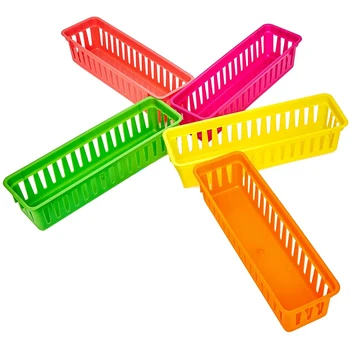 

12-Pack Classroom Pen and Pencil Basket Trays, Assorted Colors