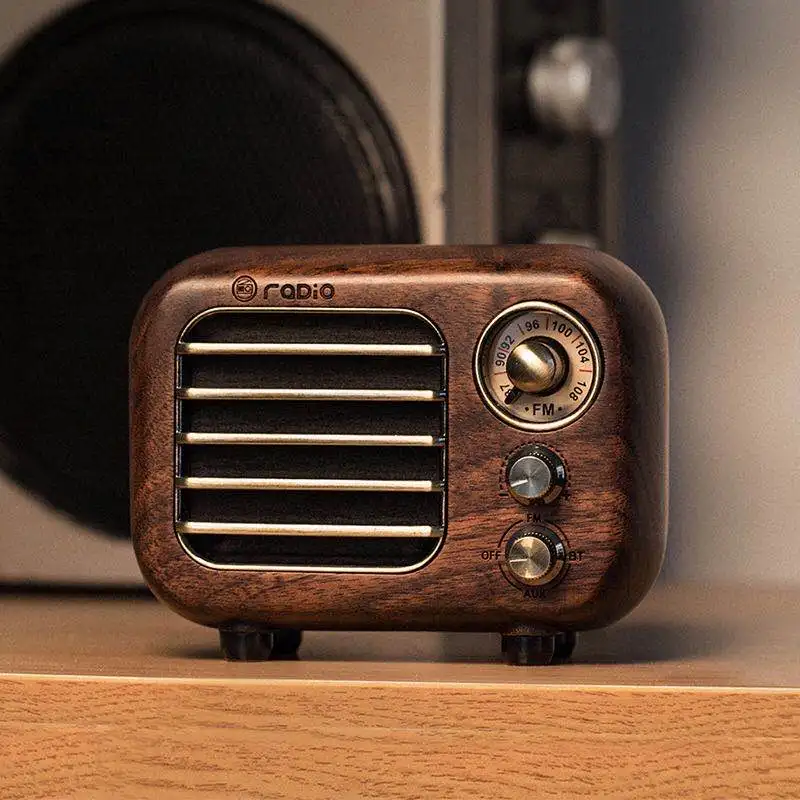 Altavoz Bluetooth retro, radio FM Radio-Greadio vintage con estilo clásico  antiguo, fuerte mejora de graves, volumen fuerte, conexión inalámbrica