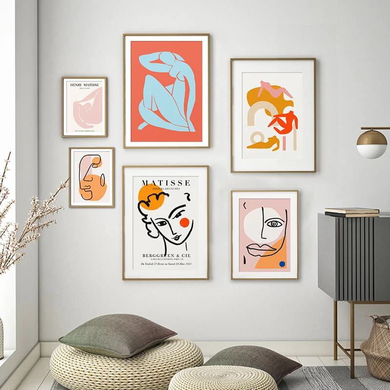 

Abstract Nordic Matisse Posters and Prints Minimalist Face Line Drawing Canvas Painting Wall Art Nude Art Picture Home Decor