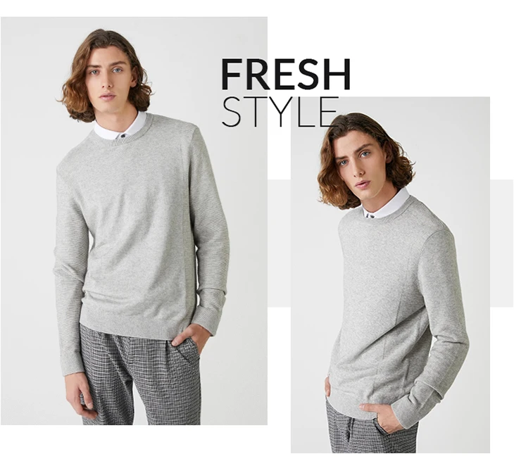 Выбранный новый мужской чистый цвет Италия шерстяной трикотаж свитер S | 418424503