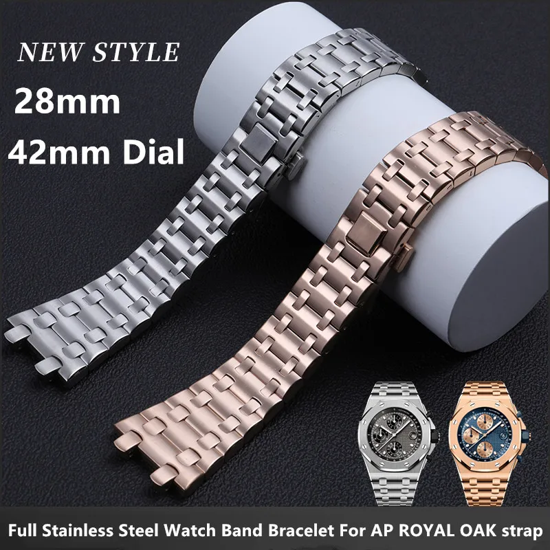SCHIK Brand Watchband 28mm Full Stainless Steel Watch Band Bracelet For Audemars And Piguet Strap ROYAL OAK Watchband For 15710