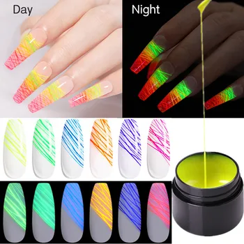 

UR SUGAR 2/4Pcs Luminous Spider Nail Gel Polish Set Fluorescent Effect Nail Art Elastic Drawing Silk Spider Soak Off Gel Varnish