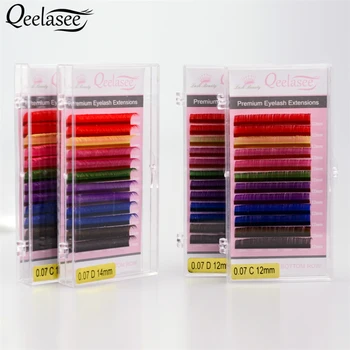 

Qeelasee 10 trays/lot 8 Colors Rainbow Colored Eyelash Extension Faux Mink Color Eyelashes Colorful Eyelash Maquiagem Cilios