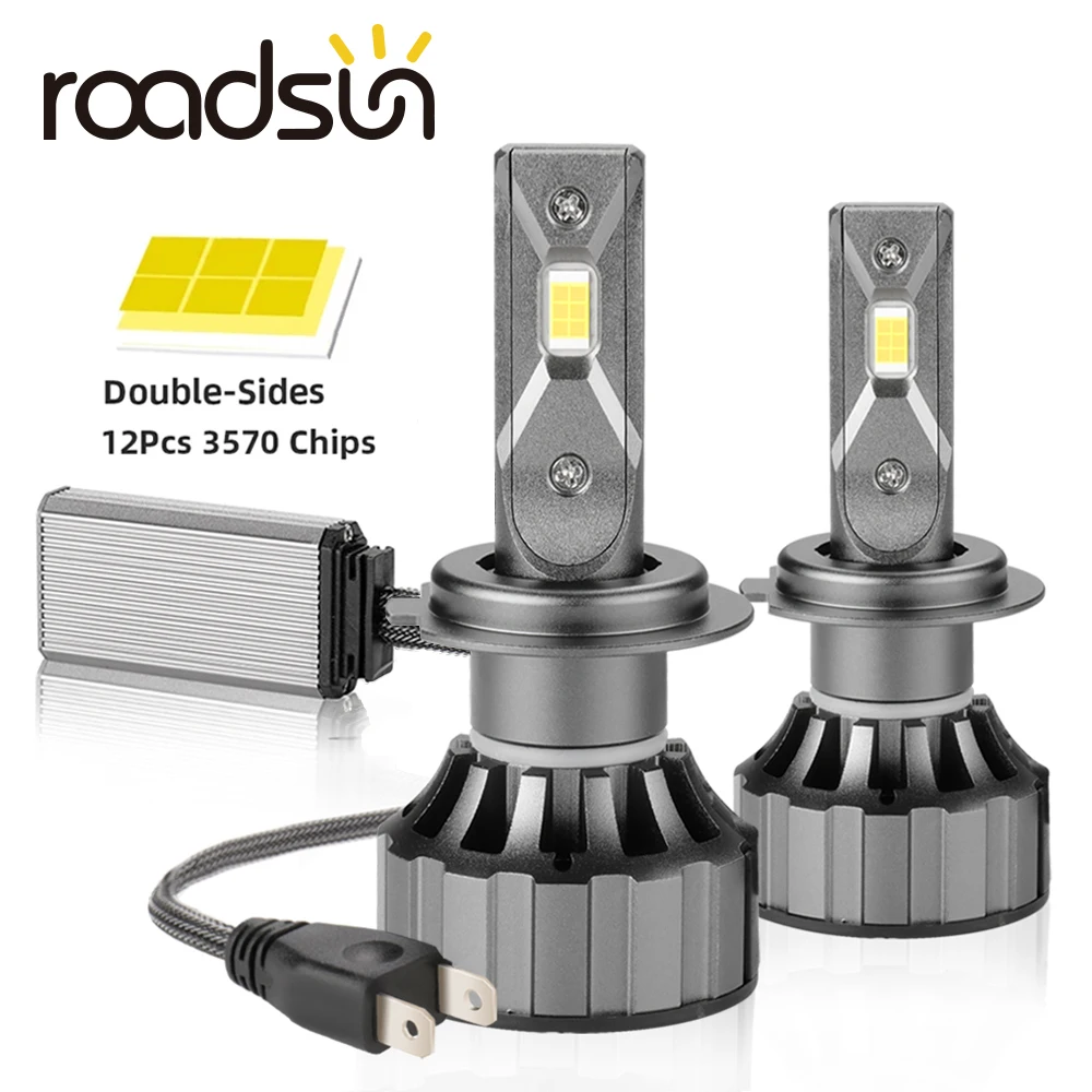 roadsun Mini H4 H7 LED Car Headlight Bulbs Canbus LED H1 H11 9005 9006 CSP Chips 50W 14000LM 6000K 12V Auto Headlamp Light Bulbs