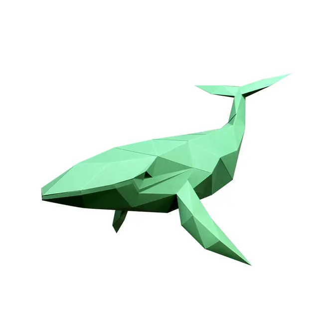 3D Hanging Whale Handmade Origami Animal Paper Model DIY Creative Low Poly Papercraft Puzzles Educational Toy Wall Decoration 6