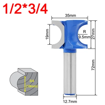

1pcs Half round Bullnose Router Bit 1/2inch Shank Endmill Wood Router Bits Carbide Woodworking Milling Cutter Tool for woods MDF