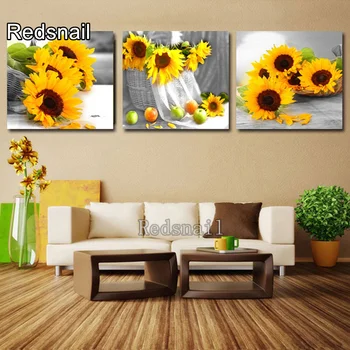 

5D Full square and round diamond painting sunflower 3 pieces 5D DIY diamond Embroidery home decor, TT1945