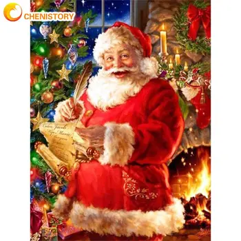 

CHENISTORY Christmas Santa Claus Gift Figure Painting By Numbers For Kids Adults Acrylic Pigment Drawing Canvas Wall Art Unique