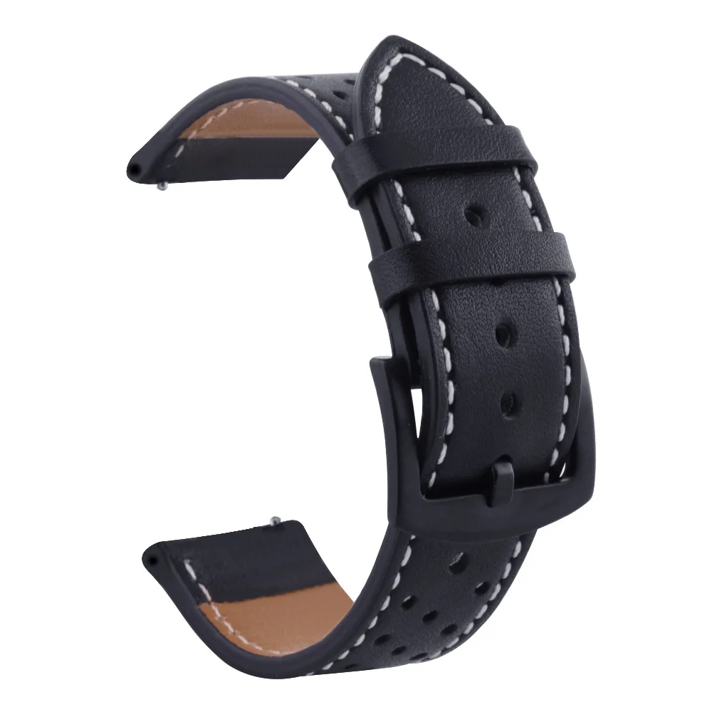 Ремешок для часов samsung gear S3 Ticwatch часы huawei moto360 Натуральная кожа Ремешки для часов устойчивые 18 мм 20 мм 22 мм 24 мм - Цвет ремешка: black-coffee