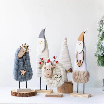 

Nordic Cute Christmas Decoration Wool Felt Doll Santa Claus Elk Snowman Children's Room Desktop Ornaments New Year Xmas Gift