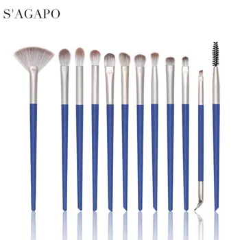 

S'AGAPO5/12pcs Eyeshadow Makeup Brush Set Eyebrow Eyeliner Eyelashes Concealer Foundation Professional Eye Beauty Makeup Brushes