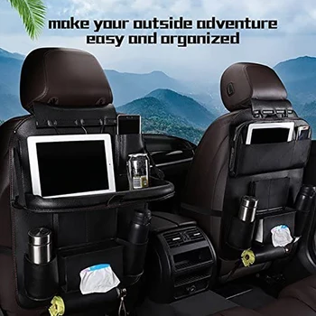 

Car Back Seat Organizer for Babies Toys Storage with Foldable Table Tray, Tablet Holder, Tissue Box, Multi Pockets