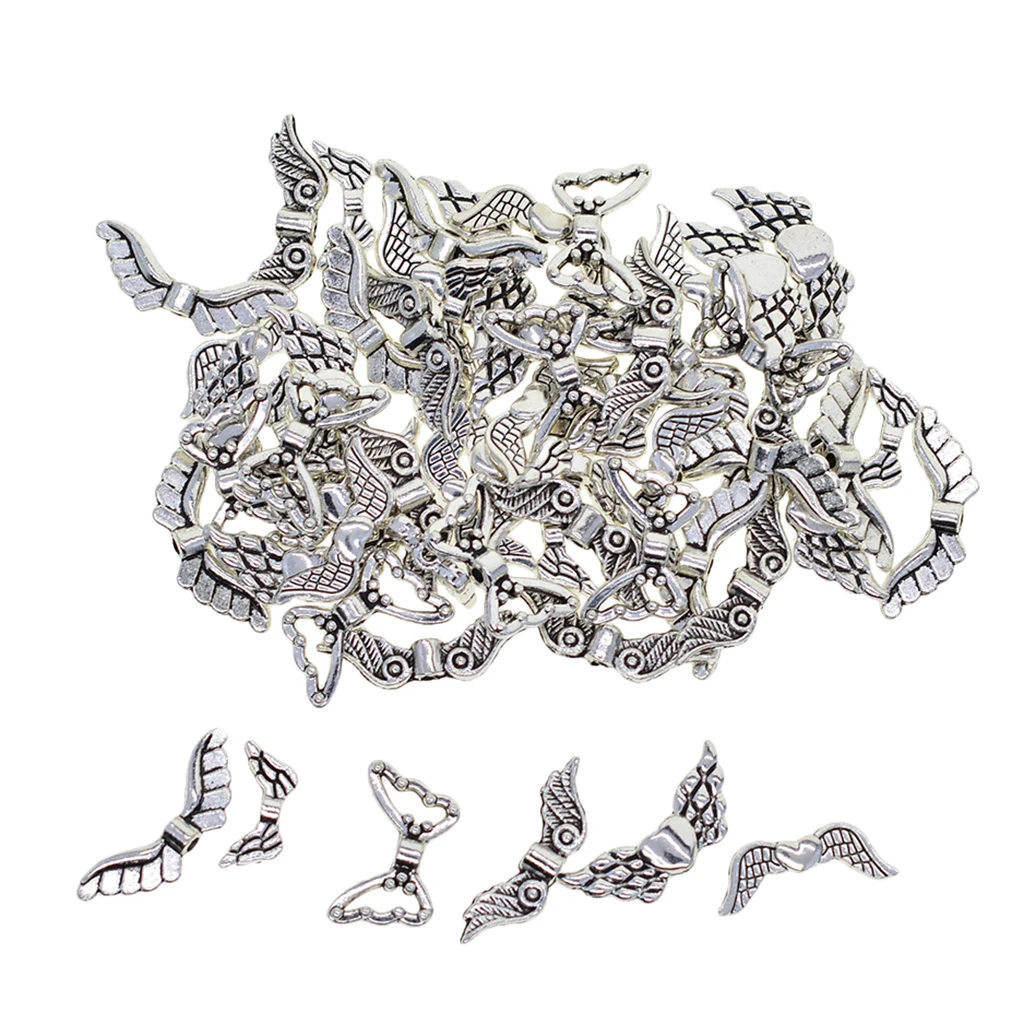 60 Pcs Angel Wing Charms Pendants Spacer Beads for Necklaces Bracelets Earrings Jewelry Making Supply Bracelet DIY Crafting 60 Pcs Angel Wing Charms Pendants Spacer Beads for Necklaces Bracelets Earrings Jewelry Making Supply Bracelet DIY Crafting