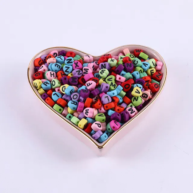 100/200/500pcs Heart Beads For Jewelry Making Acrylic Mixed Beads With Letters For Bracelet Handmade Diy Bracelet Necklace 2021 4x7mm 06
