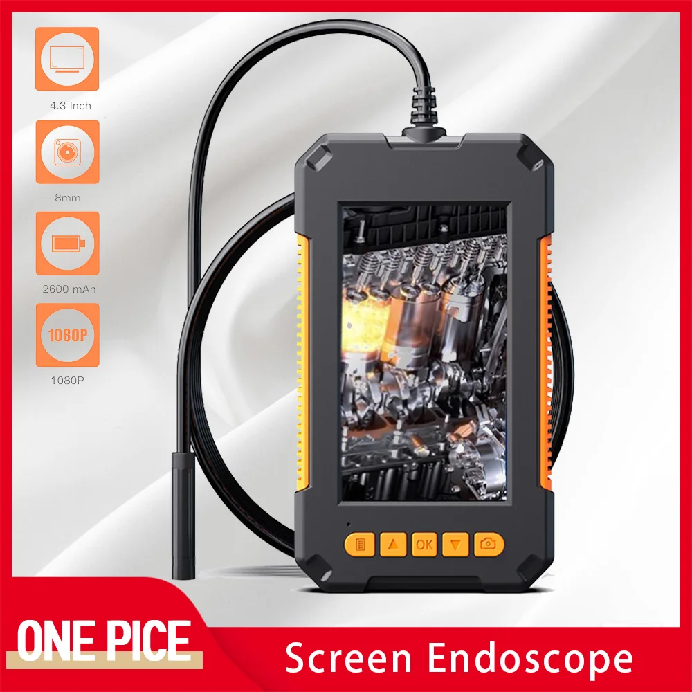 Endoscopio de pantalla de 8,0mm y 4,3 pulgadas, 1080P, HD, IP67, impermeable, boroscopio Industrial integrado, alambre duro de mano, cámara de serpiente D3