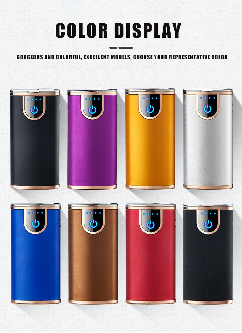 Lighter Rechargeable Windproof Cigarette Dual USB Electric Lighter Flameless Electronic Gadgets LED Spotlight Portable Charger