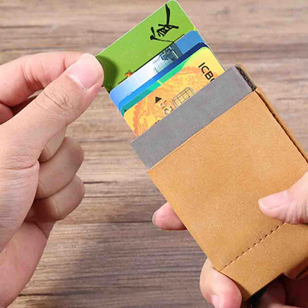 Mobile Phone Credit Card With Elasticity Back Pouch ID Credit Card Holder Mini Slim Wallet Automatic Pop Up Bank Card Case 826