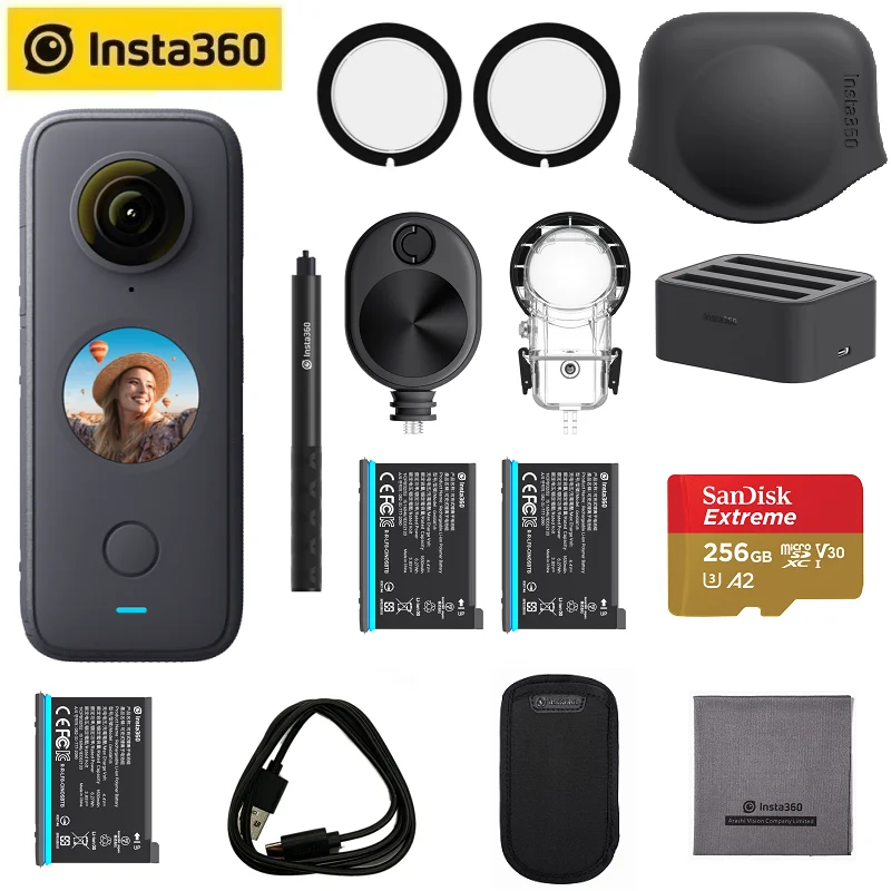 Insta360-Cámara de acción ONE X2, videocámara deportiva 5,7 K, vídeo, 10M, estabilizador de flujo, resistente al agua, Insta 360 ONE X 2
