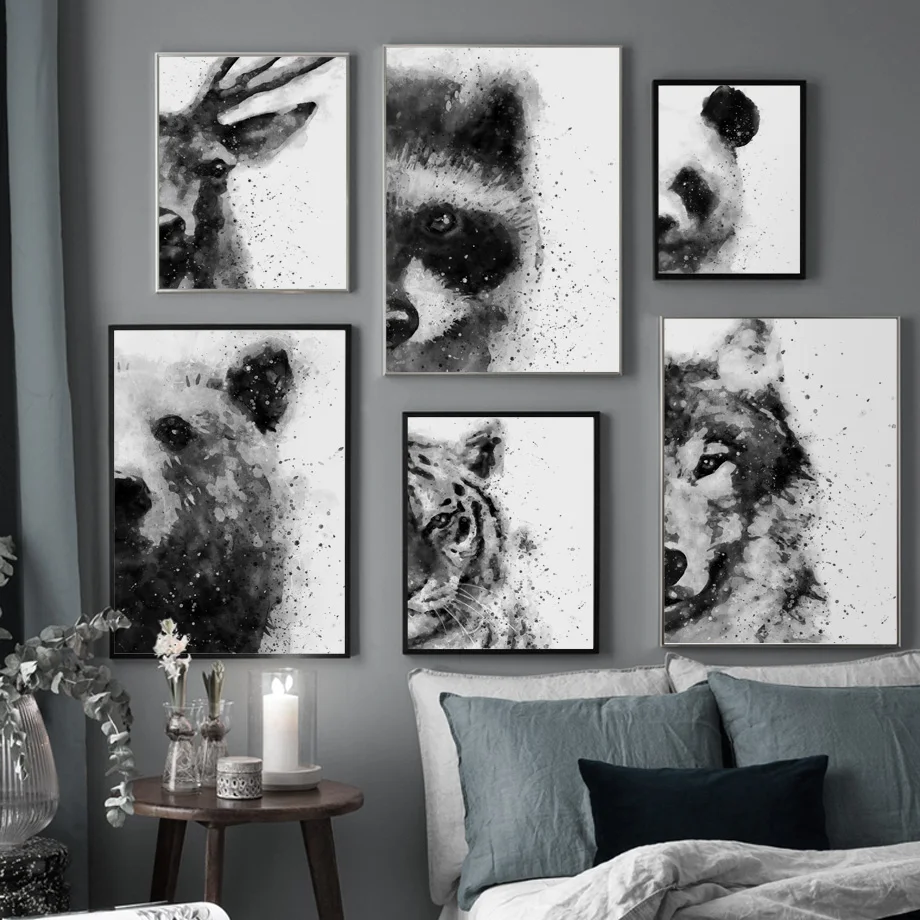 Bear-Wolf-Deer-Panda-Tiger-Raccoon-Animal-Wall-Art-Canvas-Painting-Nordic-Posters-and-Prints-Wall (2)