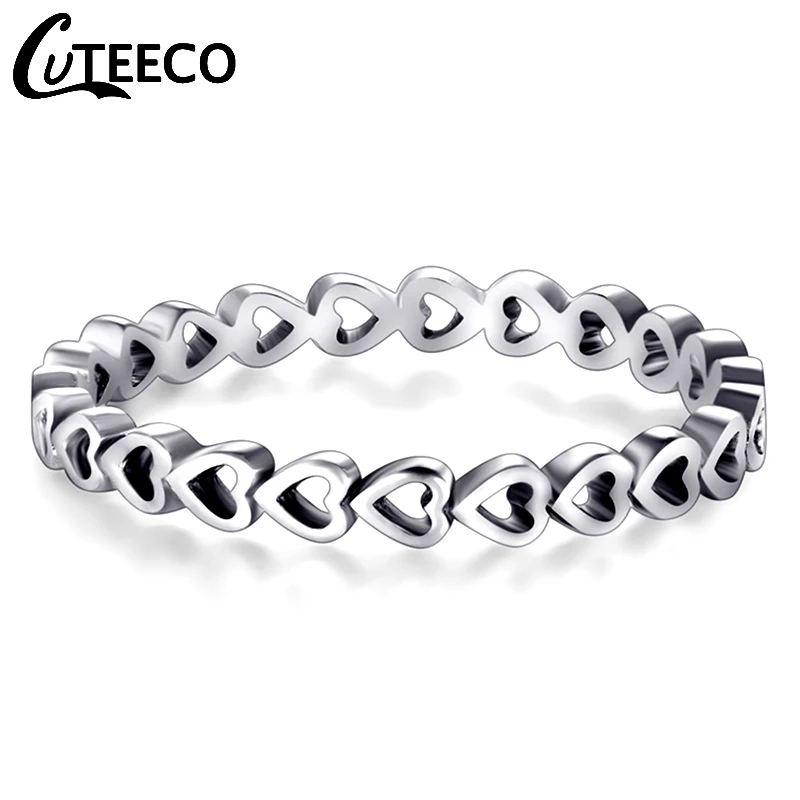 Cuteeco серебро Цвет любовь навсегда сердце образной формы кольца подходят