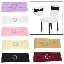 50 шт., свадебные украшения, эластичный Чехол для стула из спандекса, банты, эластичные ленты для стула с пряжкой, слайдер, пояса, банты, 7 цветов