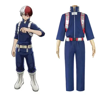 

Anime Academia Shouto Shoto Todoroki Cosplay Costume School Uniform Outfit Jumpsuit Battle Uniform Set Adult Halloween costume