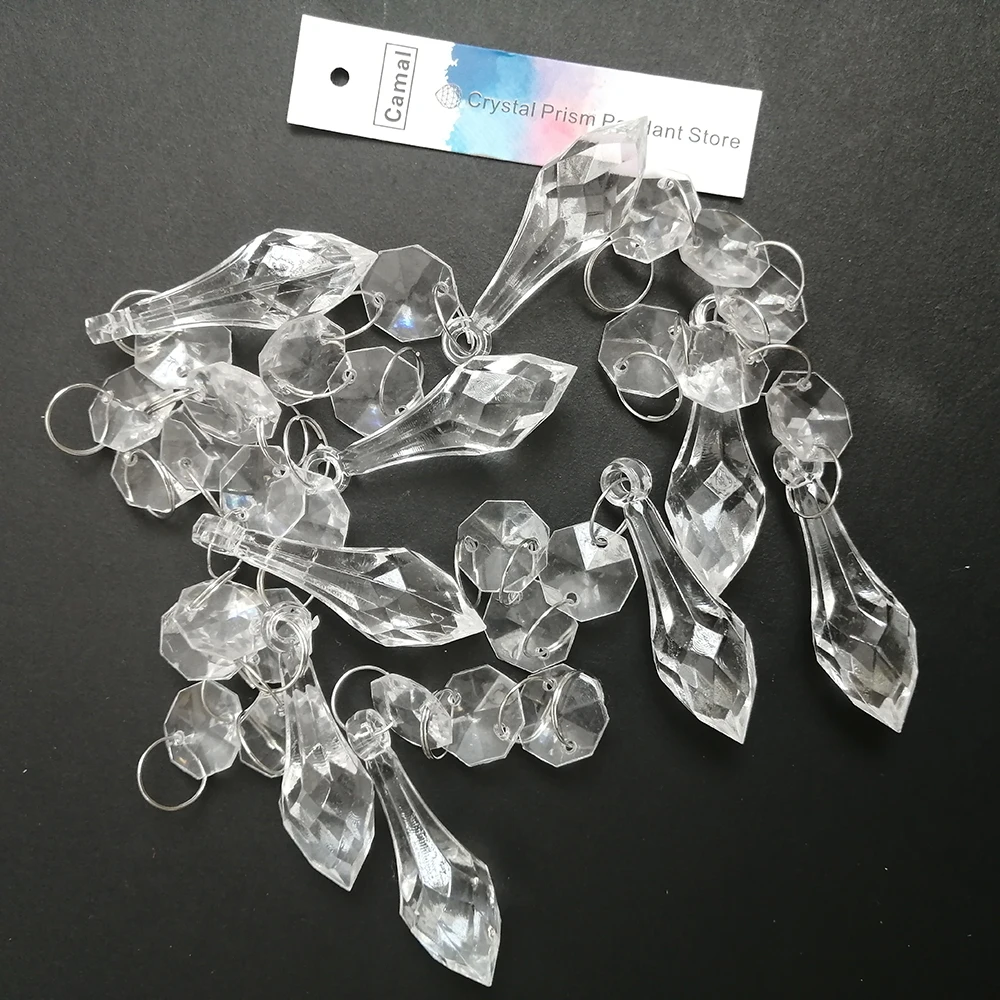 Camal 60 шт. 11 7 см Акриловые Хрустальные Восьмиугольные бусины с острым подвесом