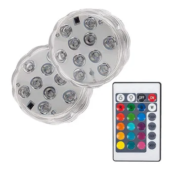 

10LEDs Diving Knob Lights LED Pool Lights Aquarium Colorful Light Remote Control Underwater Waterproof Lights WWO66