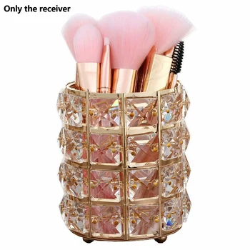 

Salon Home Makeup Brush Rhinestone Free Stand Space Saving Cosmetic Desktop Storage Cup Organizer Durable Large Capacity