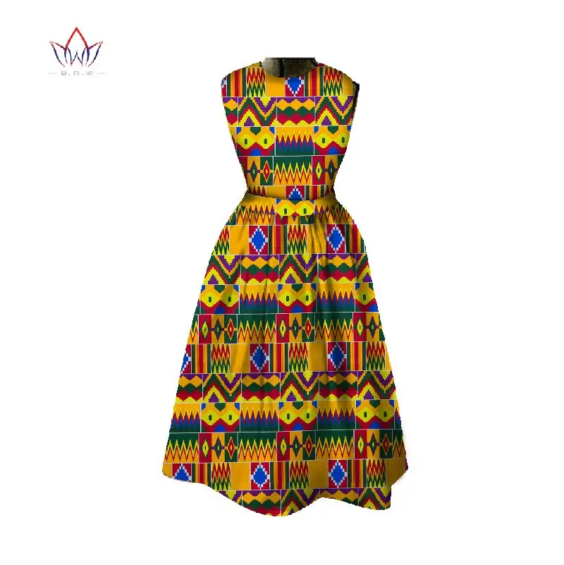Новые летние африканские платья для женщин Дашики миди длина Африканский принт платья Базен Riche женское платье большого размера WY348 - Цвет: 6