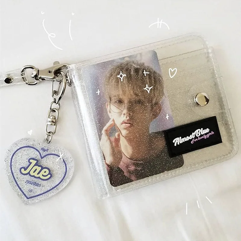 

Korean Kpop Clear PVC Folder Purse Card Holder Inatagram Hot Style ootd Coin Bag with straps to to hang on neck