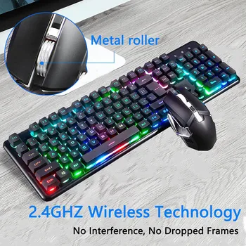 

Keyboard with Mouse Set Rechargeable Backlight Mechnical Gaming Keypad Set JHP-Best