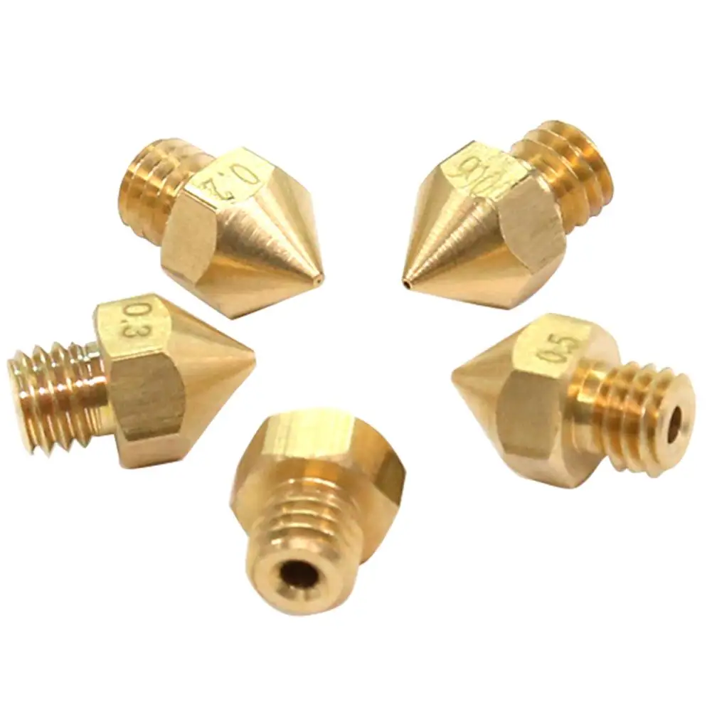 3D Printer Part 0.2/0.3/0.4/0.5/0.6mm Copper Extruder Threaded Brass Nozzle 3 in 1 out Nozzle Brass Extruder Diamond Hot End