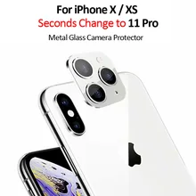 Pegatina de Metal modificada para lente de cámara, cubierta de cambio de segundos para iPhone X XS Max, cámara falsa para iPhone 11 Pro Max, pantalla de vidrio