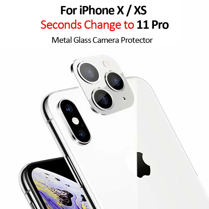 Modified Metal Sticker Camera Lens Seconds Change Cover For Iphone X Xs Max Fake Camera For Iphone 11 Pro Max Glass Screen Screen Protectors Aliexpress