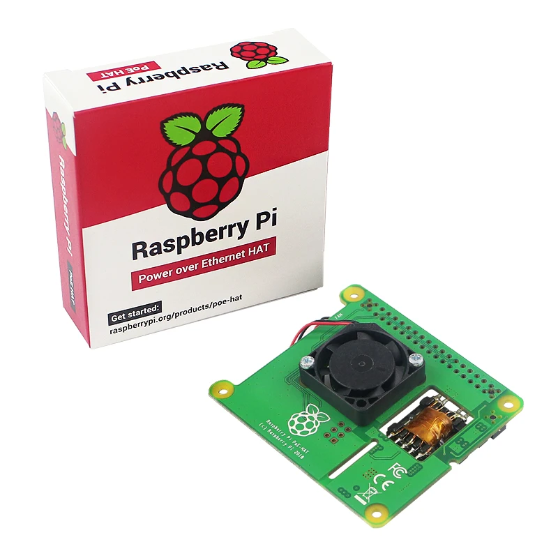 Новейшая Raspberry Pi PoE HAT надстройка с контролируемым температурой вентилятором для 4