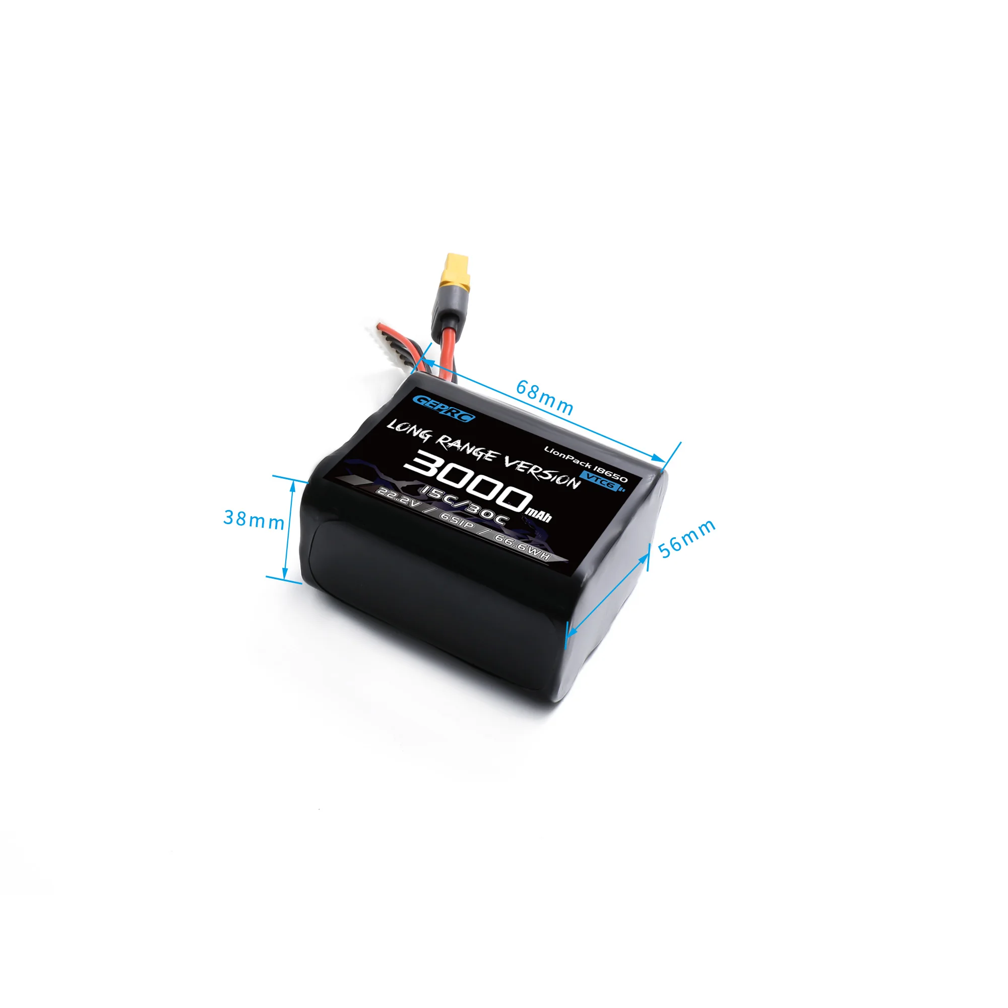 GEPRC VTC6 3000mAh Battery, 68mm GEPEO LONG RANGE Lionpack BOOO VERSION 18