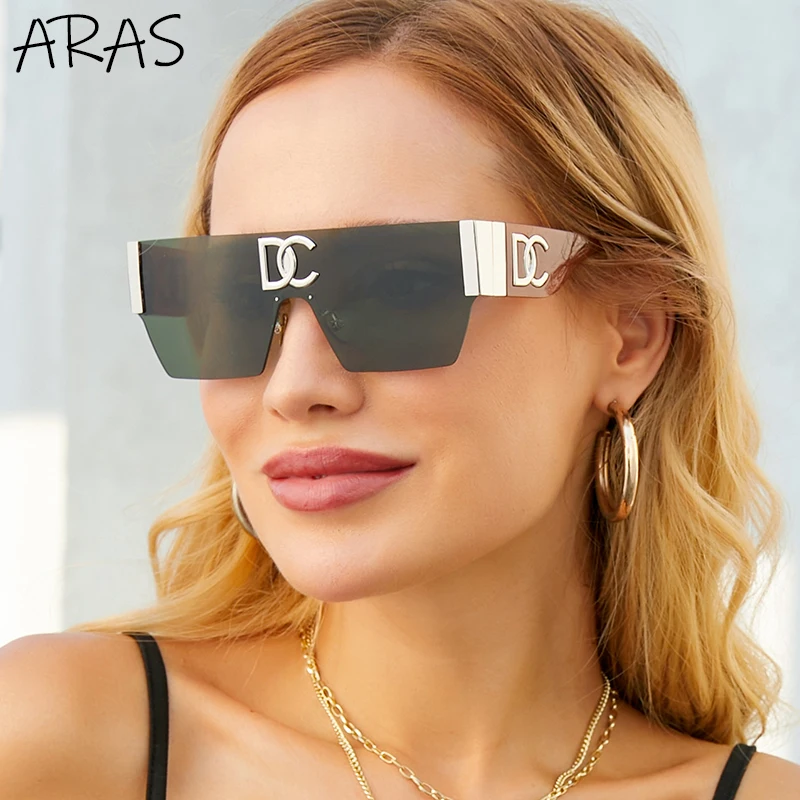 Rimless One Piece Square Sunglasses Women Frameless Flat Top Sun Glasses Men Luxury Brand Designer Silver Mirror Shades Eyewear