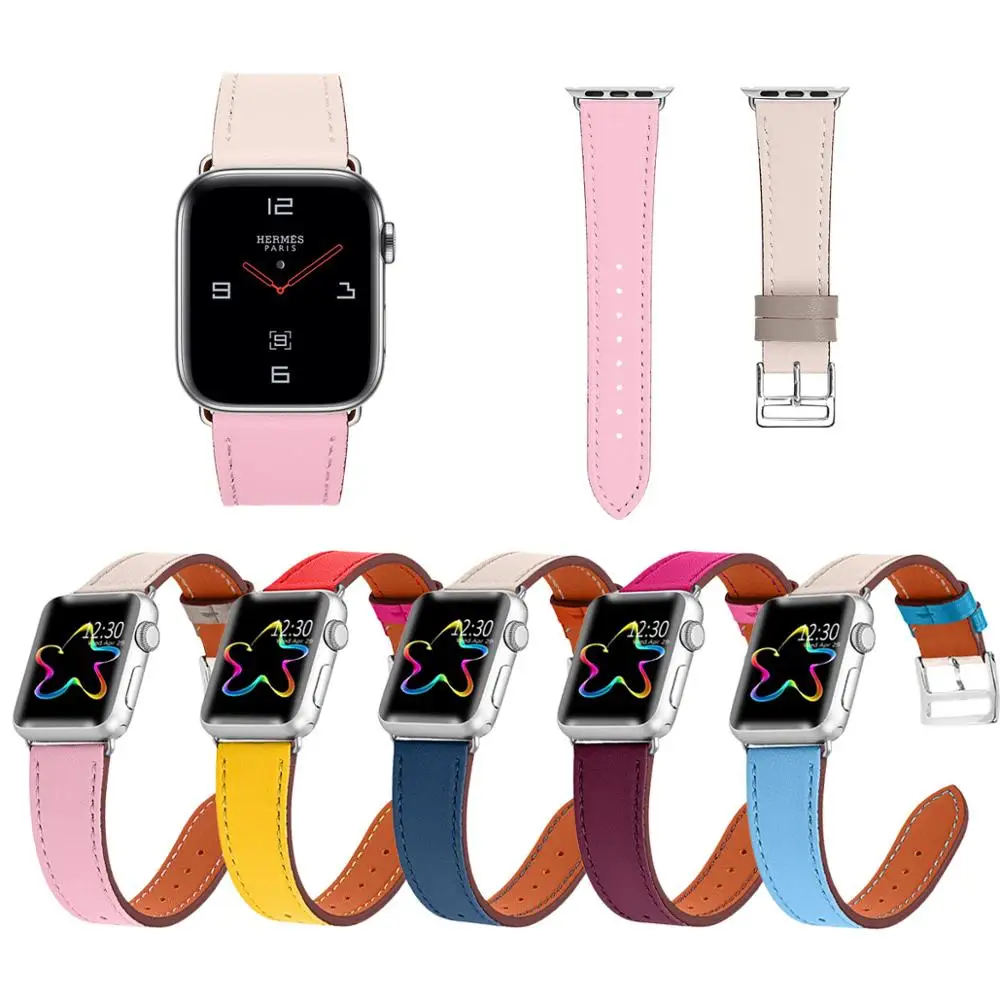 

strap for apple watch band Genuine leather loop 42mm 38mm watchband for iwatch 44mm 40mm 5/4/3/2/1 bracelet accessories