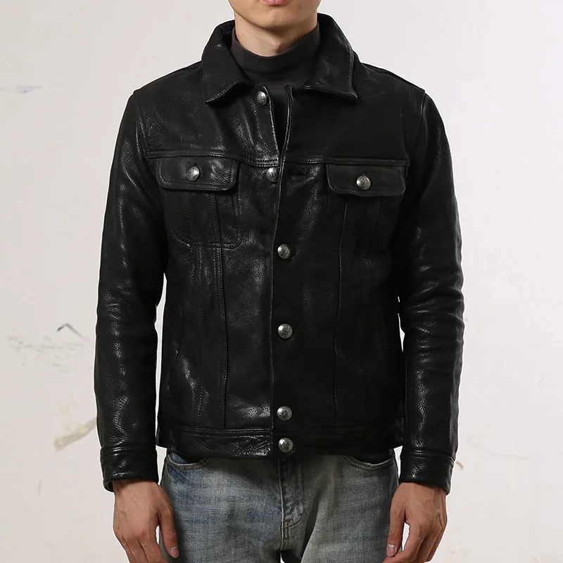 Low Price AL-1905 Read Description! Asian size good goat leather jacket genuine goat leather jacket