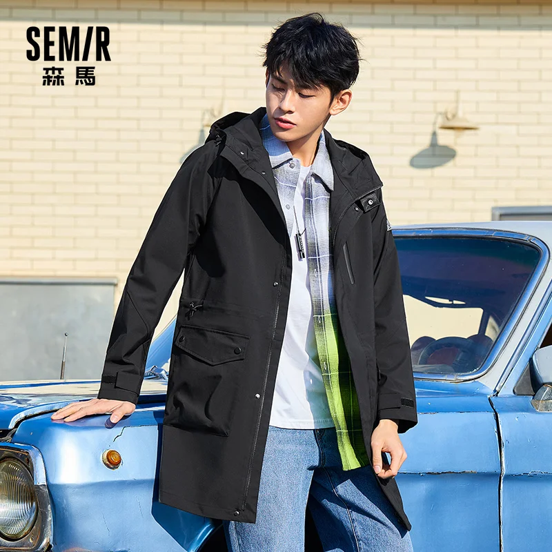 Мужская ветровка SEMIR длинная уличная куртка с капюшоном рисунком Трендовое