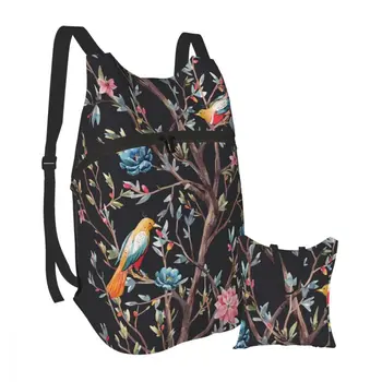 

Watercolor Spring Flowering Tree With Birds Portable Folding Unisex Backpack Outdoor Sport Bag for Camping Cycling