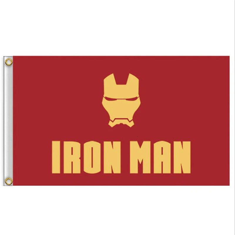 Iron man 90x150 см Флаг супергероев Бэтмен Человек-паук Мстители Капитан Америка декоративные флаги и баннеры полиэстер Летающий баннер - Цвет: Iron man