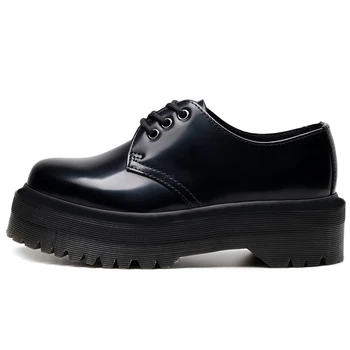 

Women Boots 3-Eye Quad Doc Chunky High Platform Autumn Oxfords High Quality Ladies Leather Shoes Martins Casual Women Boots New