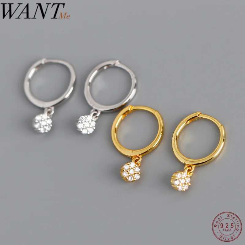 Женские серьги гвоздики WANTME из серебра 925 пробы с круглым