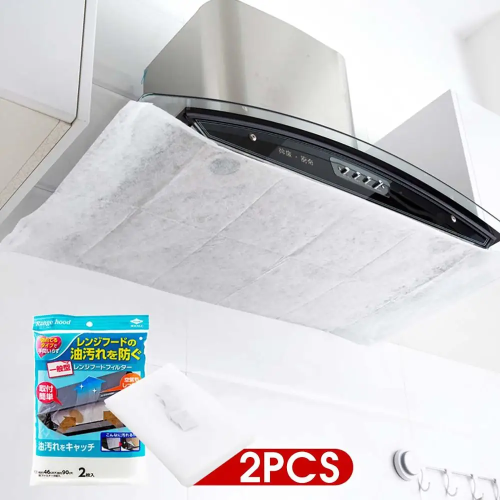 2Pcs Disposable Exhaust Hood Paper Filter Screen Film Kitchen Transparent Oil-absorbing Sticker 90x46CM | Дом и сад