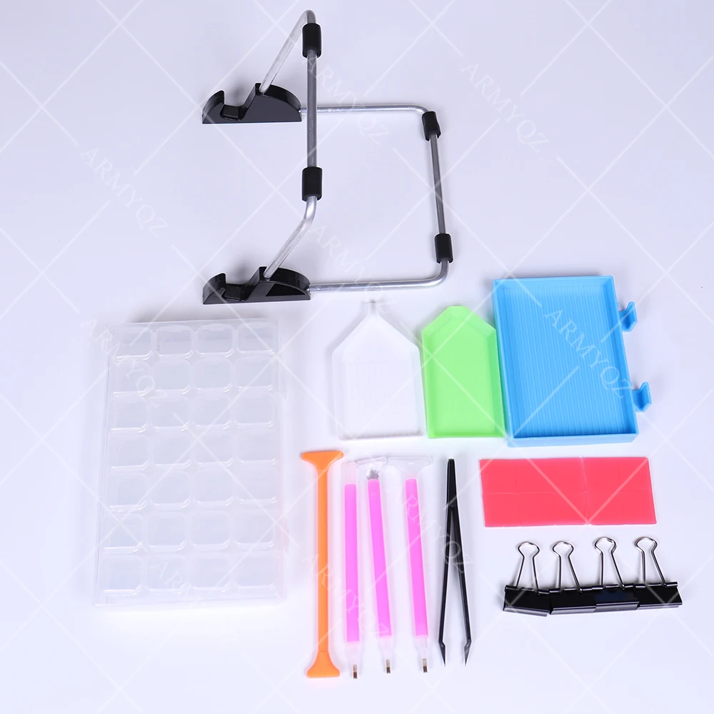 

5D Diamond Painting Tools and Accessories Kits Diamond Embroidery Storage Box Pen for Adults or Kids Stand and Clips