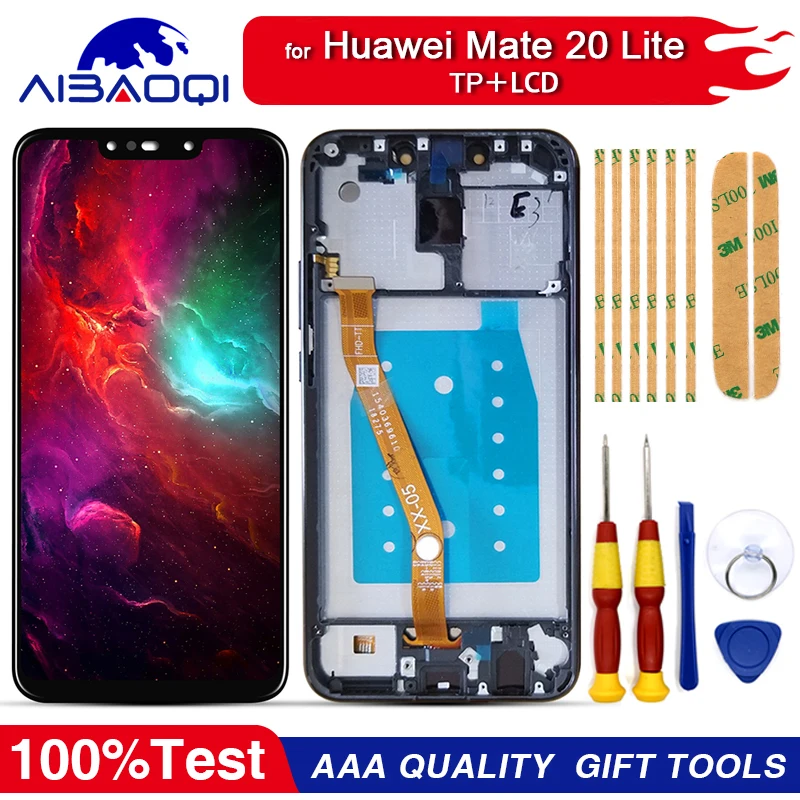 Black XIAOMIN LCD Screen and Digitizer Full Assembly for Huawei Y6 Prime Replacement 2018 Color : Black